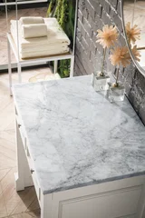De Soto 30" Countertop Unit, Bright White w/ 3 CM Carrara Marble Top