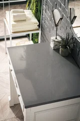 De Soto 30" Countertop Unit, Bright White w/ 3 CM Grey Expo Silestone Top