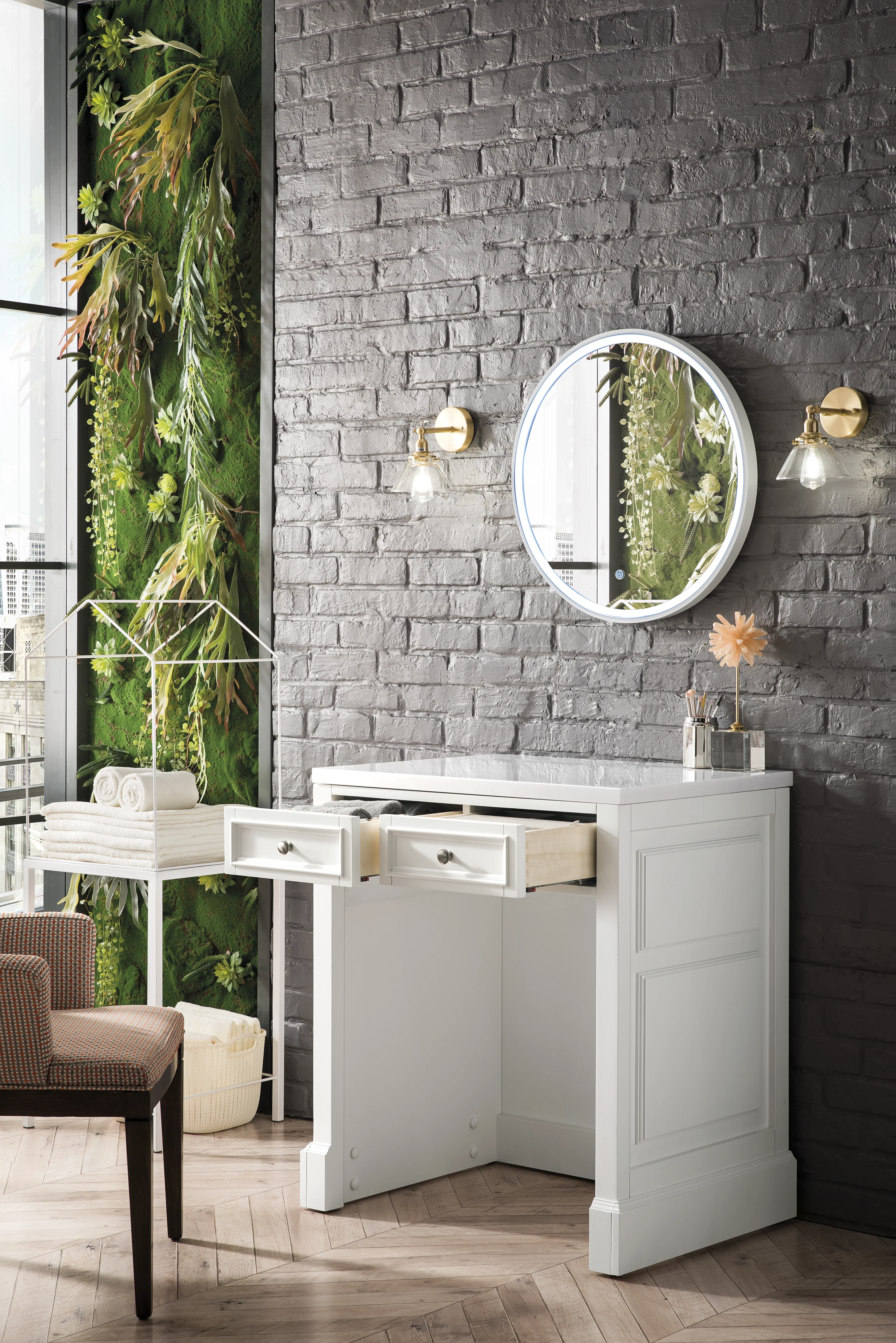 De Soto 30" Countertop Unit, Bright White w/ 3 CM White Zeus Silestone Top