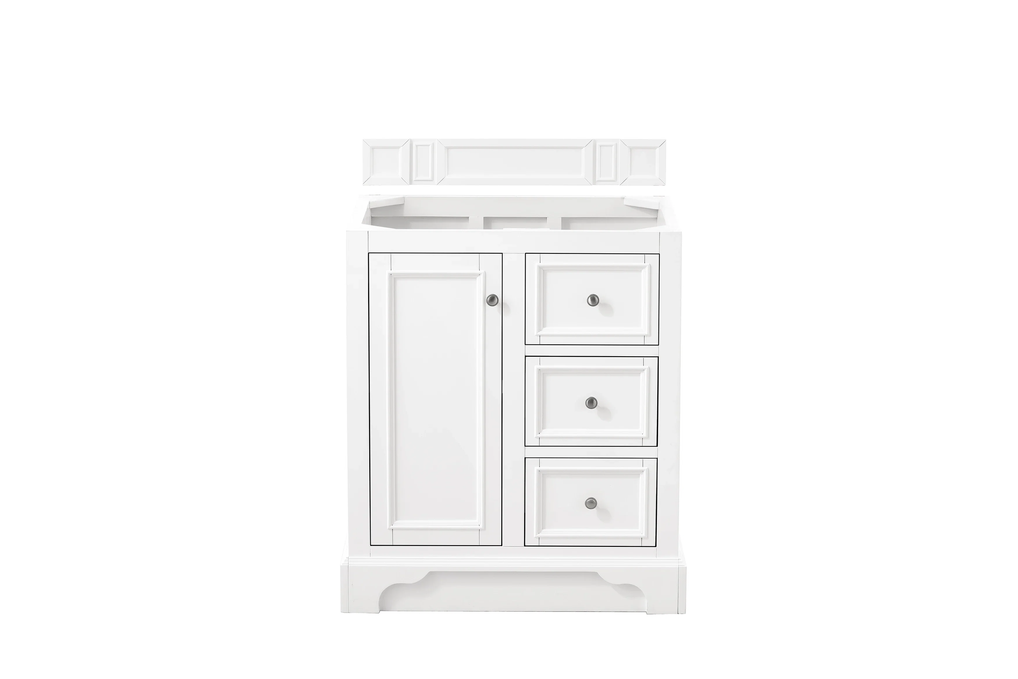 De Soto 30" Single Vanity, Bright White w/ 3 CM Ethereal Noctis Silestone Top
