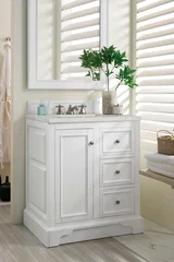 De Soto 30" Single Vanity, Bright White w/ 3 CM Lime Delight Silestone Top