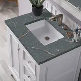 De Soto 30" Single Vanity, Bright White w/ 3 CM Parisien Bleu Silestone Top