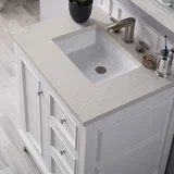 De Soto 30" Single Vanity, Bright White, w/ 3 CM Siberian Silestone Top