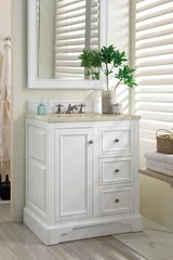 De Soto 30" Single Vanity, Bright White, w/ 3 CM Tajnar Eclos Top