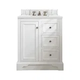 De Soto 30" Single Vanity, Bright White w/ 3 CM White Zeus Silestone Top