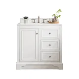 De Soto 36" Single Vanity, Bright White w/ 3 CM Eternal Jasmine Pearl Silestone Top