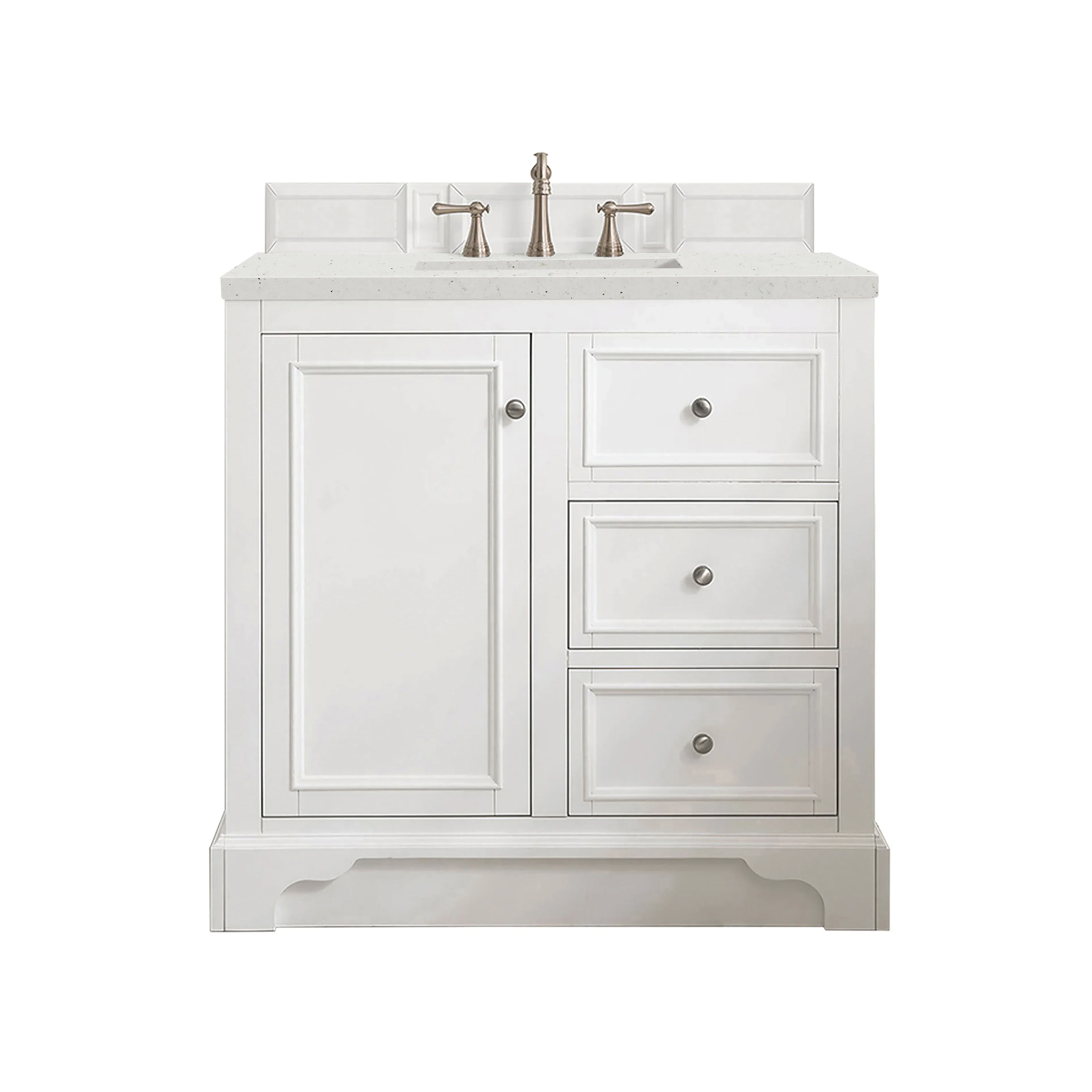 De Soto 36" Single Vanity, Bright White w/ 3 CM Lime Delight Silestone Top