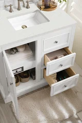 De Soto 36" Single Vanity, Bright White w/ 3 CM Lime Delight Silestone Top