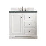 De Soto 36" Single Vanity, Bright White w/ 3 CM Parisien Bleu Silestone Top