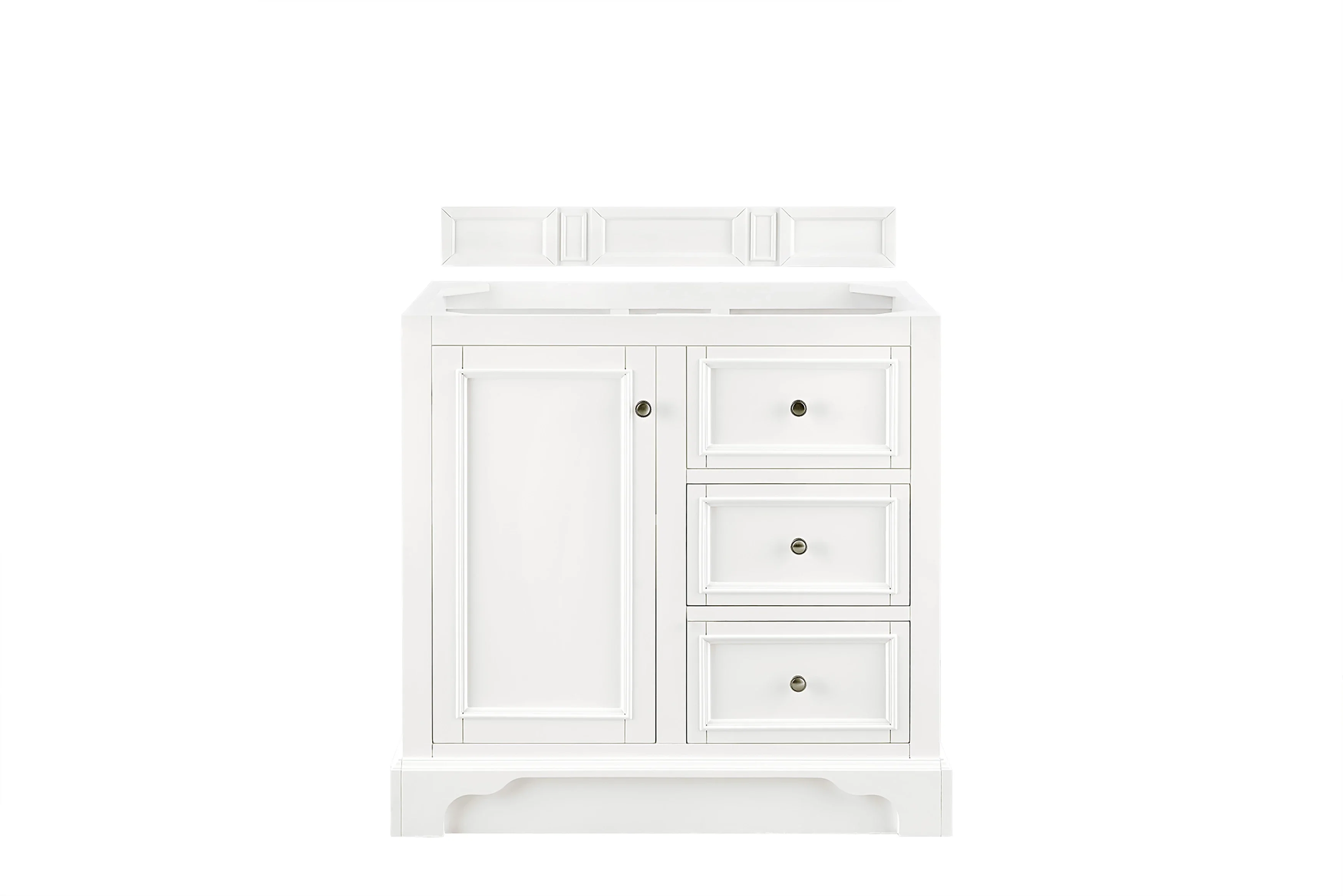 De Soto 36" Single Vanity, Bright White w/ 3 CM Parisien Bleu Silestone Top
