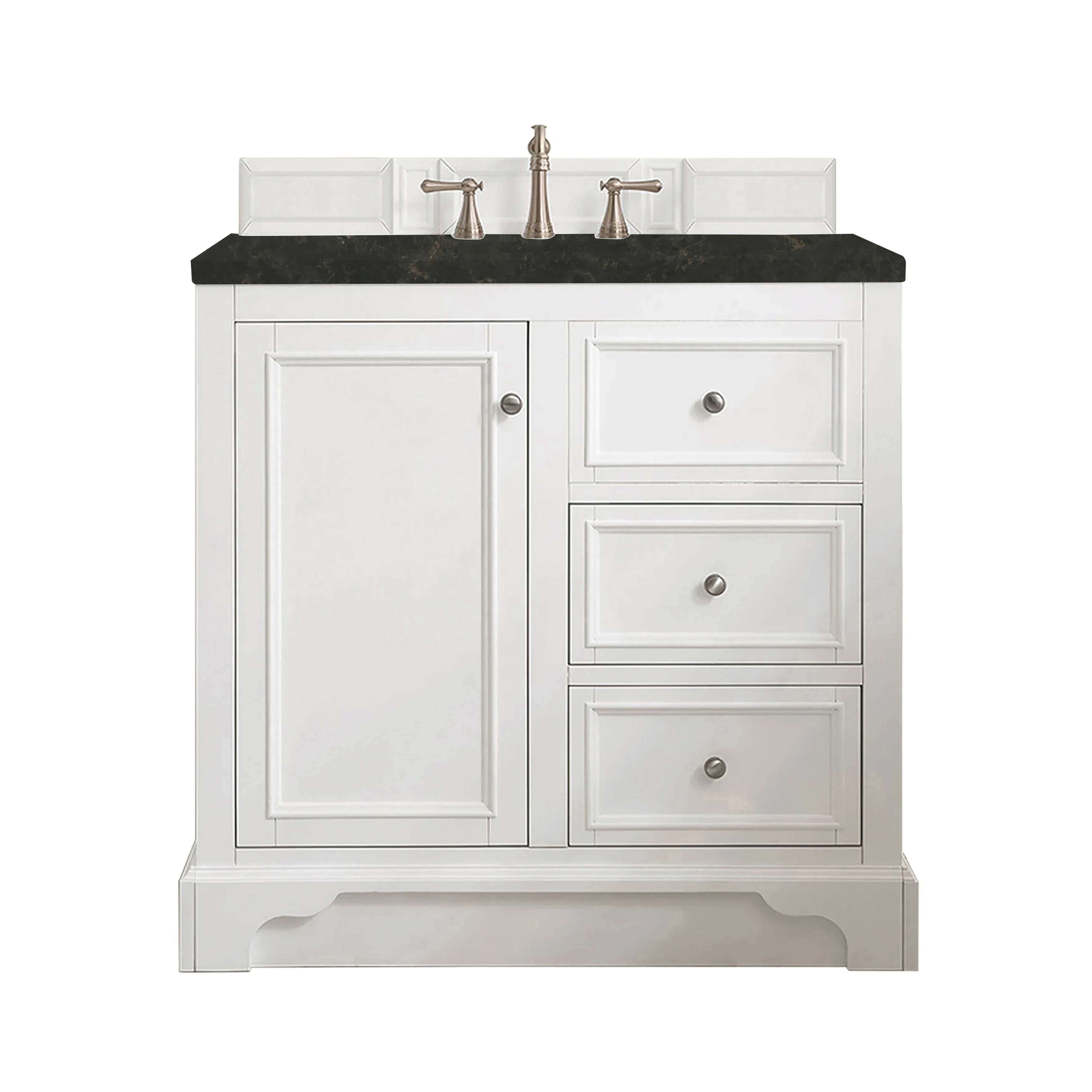De Soto 36" Single Vanity, Bright White, w/ 3 CM Phantome Eclos Top