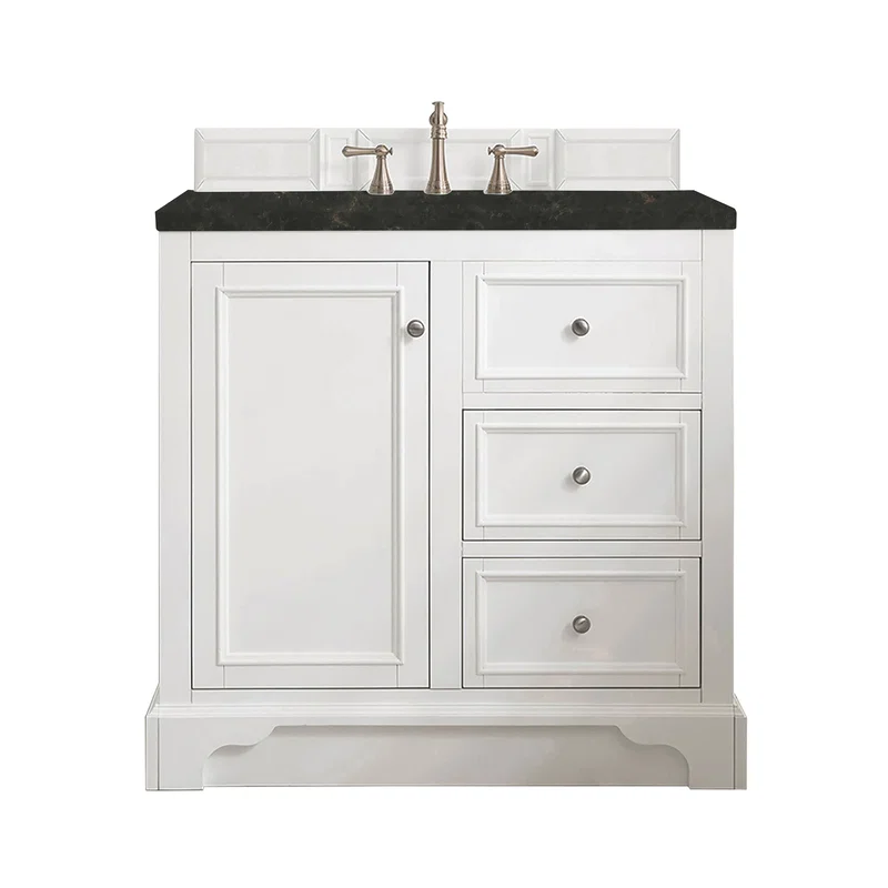 De Soto 36" Single Vanity, Bright White, w/ 3 CM Phantome Eclos Top