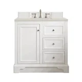 De Soto 36" Single Vanity, Bright White, w/ 3 CM Siberian Silestone Top