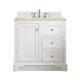 De Soto 36" Single Vanity, Bright White, w/ 3 CM Tajnar Eclos Top
