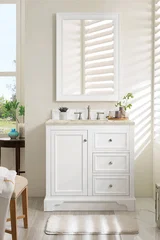 De Soto 36" Single Vanity, Bright White, w/ 3 CM Tajnar Eclos Top