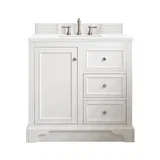 De Soto 36" Single Vanity, Bright White w/ 3 CM White Zeus Silestone Top