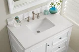 De Soto 36" Single Vanity, Bright White w/ 3 CM White Zeus Silestone Top