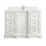 De Soto 48" Single Vanity, Bright White w/ Single Hole 3 CM White Zeus Silestone Top & Backsplash