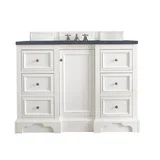 De Soto 48" Single Vanity, Bright White w/ 3 CM Charcoal Soapstone Silestone Top