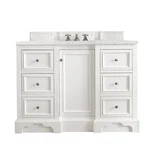 De Soto 48" Single Vanity, Bright White w/ 3 CM Eternal Jasmine Pearl Silestone Top