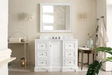 De Soto 48" Single Vanity, Bright White w/ 3 CM Eternal Jasmine Pearl Silestone Top