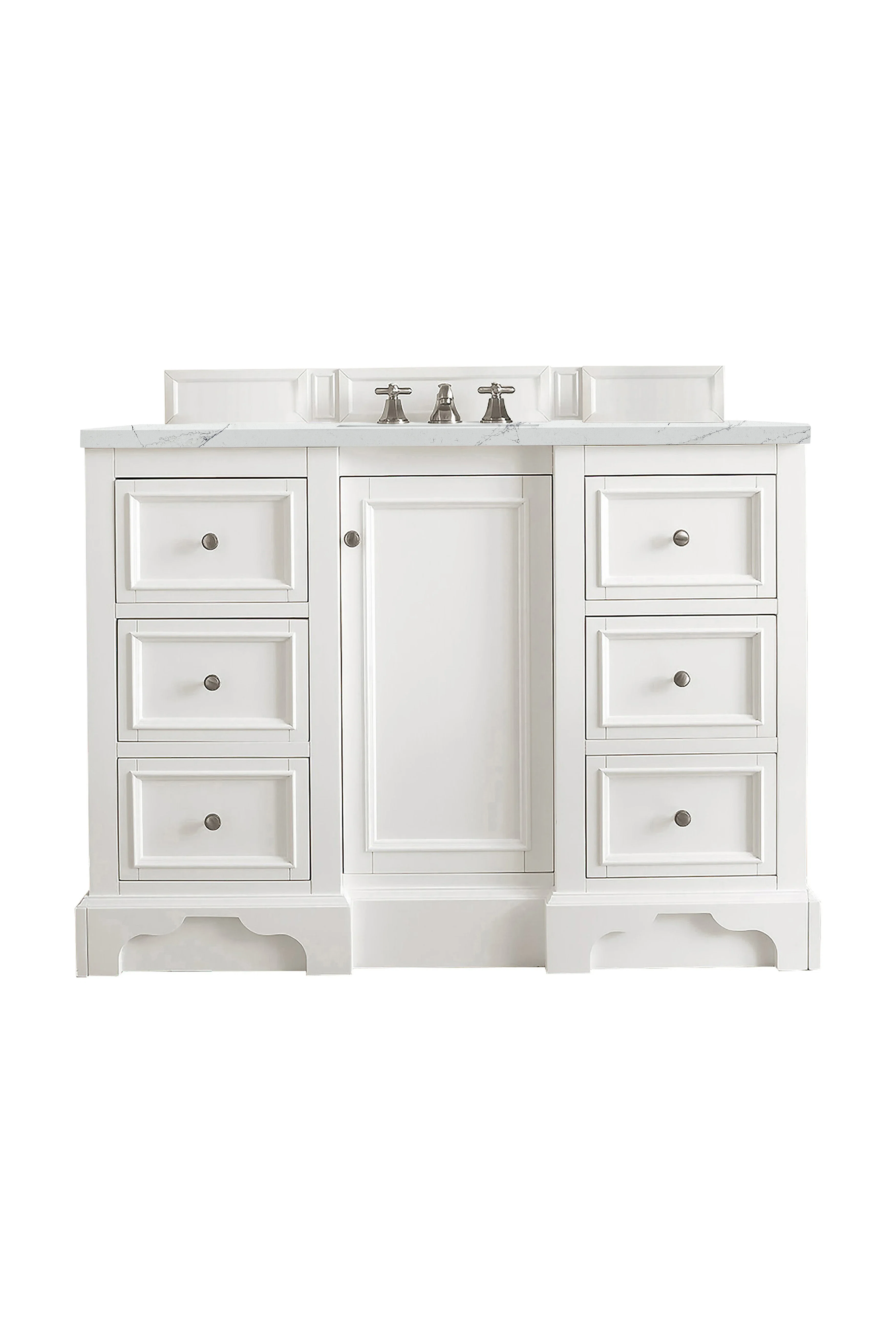 De Soto 48" Single Vanity, Bright White w/ 3 CM Ethereal Noctis Silestone Top