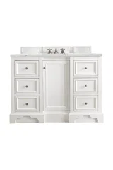 De Soto 48" Single Vanity, Bright White w/ 3 CM Ethereal Noctis Silestone Top