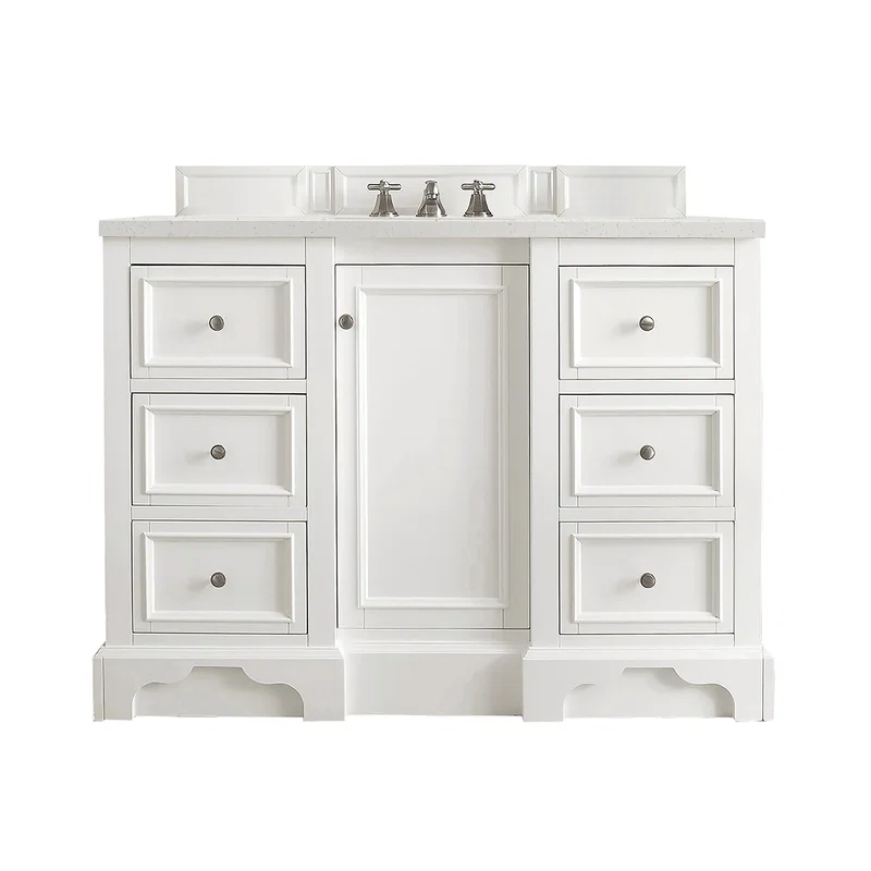 De Soto 48" Single Vanity, Bright White w/ 3 CM Lime Delight Silestone Top