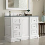 De Soto 48" Single Vanity, Bright White w/ 3 CM Parisien Bleu Silestone Top