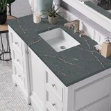 De Soto 48" Single Vanity, Bright White w/ 3 CM Parisien Bleu Silestone Top