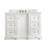 De Soto 48" Single Vanity, Bright White, w/ 3 CM Siberian Silestone Top
