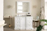 De Soto 48" Single Vanity, Bright White, w/ 3 CM Siberian Silestone Top