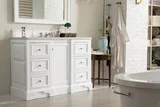 De Soto 48" Single Vanity, Bright White, w/ 3 CM Siberian Silestone Top