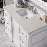 De Soto 48" Single Vanity, Bright White, w/ 3 CM Siberian Silestone Top