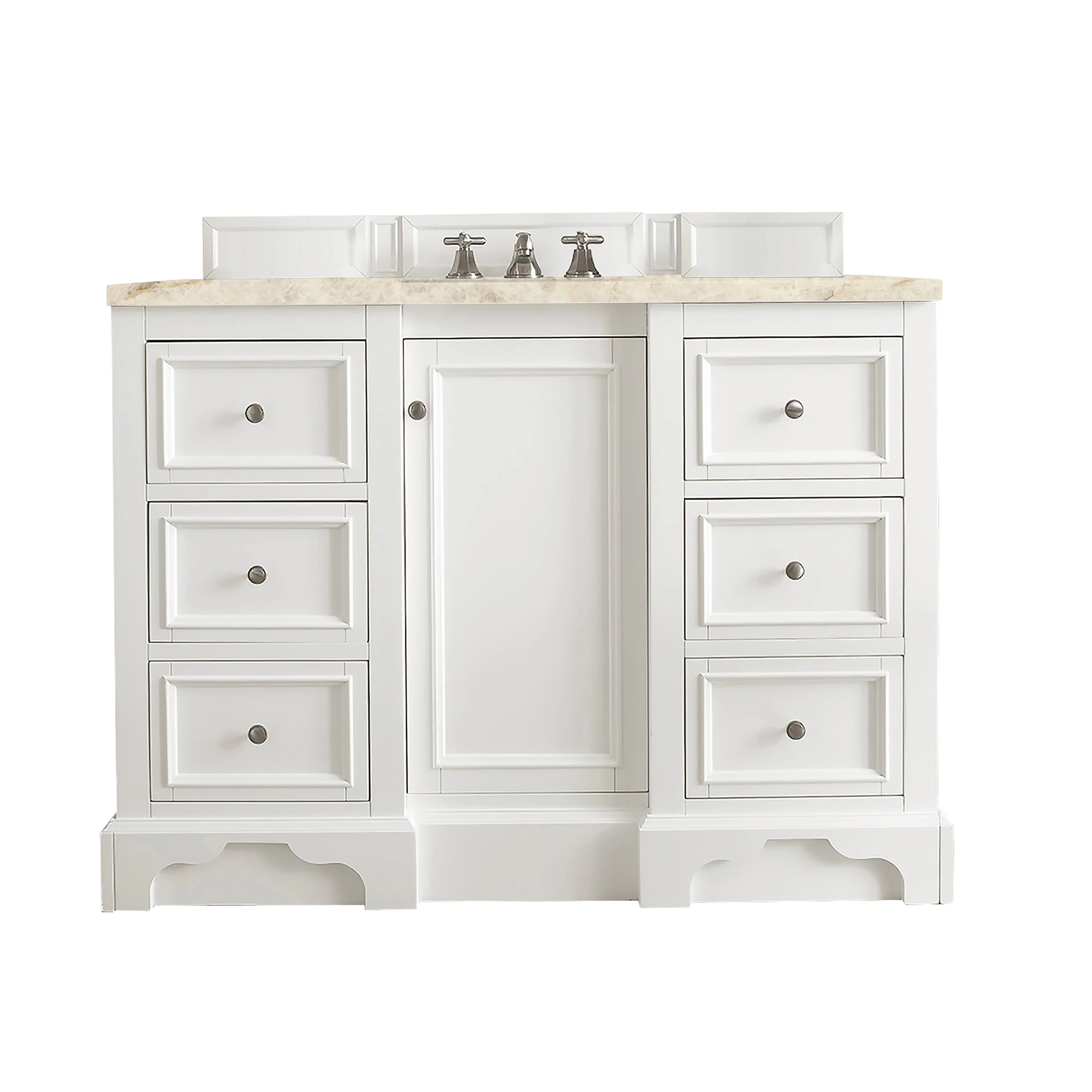 De Soto 48" Single Vanity, Bright White, w/ 3 CM Tajnar Eclos Top