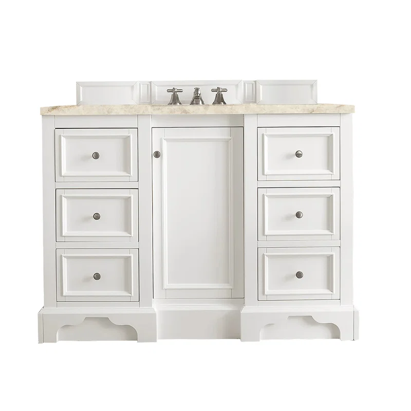 De Soto 48" Single Vanity, Bright White, w/ 3 CM Tajnar Eclos Top