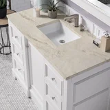 De Soto 48" Single Vanity, Bright White, w/ 3 CM Tajnar Eclos Top