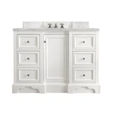 De Soto 48" Single Vanity, Bright White w/ 3 CM Victorian Silver Silestone Top