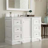 De Soto 48" Single Vanity, Bright White w/ 3 CM Victorian Silver Silestone Top