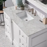 De Soto 48" Single Vanity, Bright White w/ 3 CM Victorian Silver Silestone Top