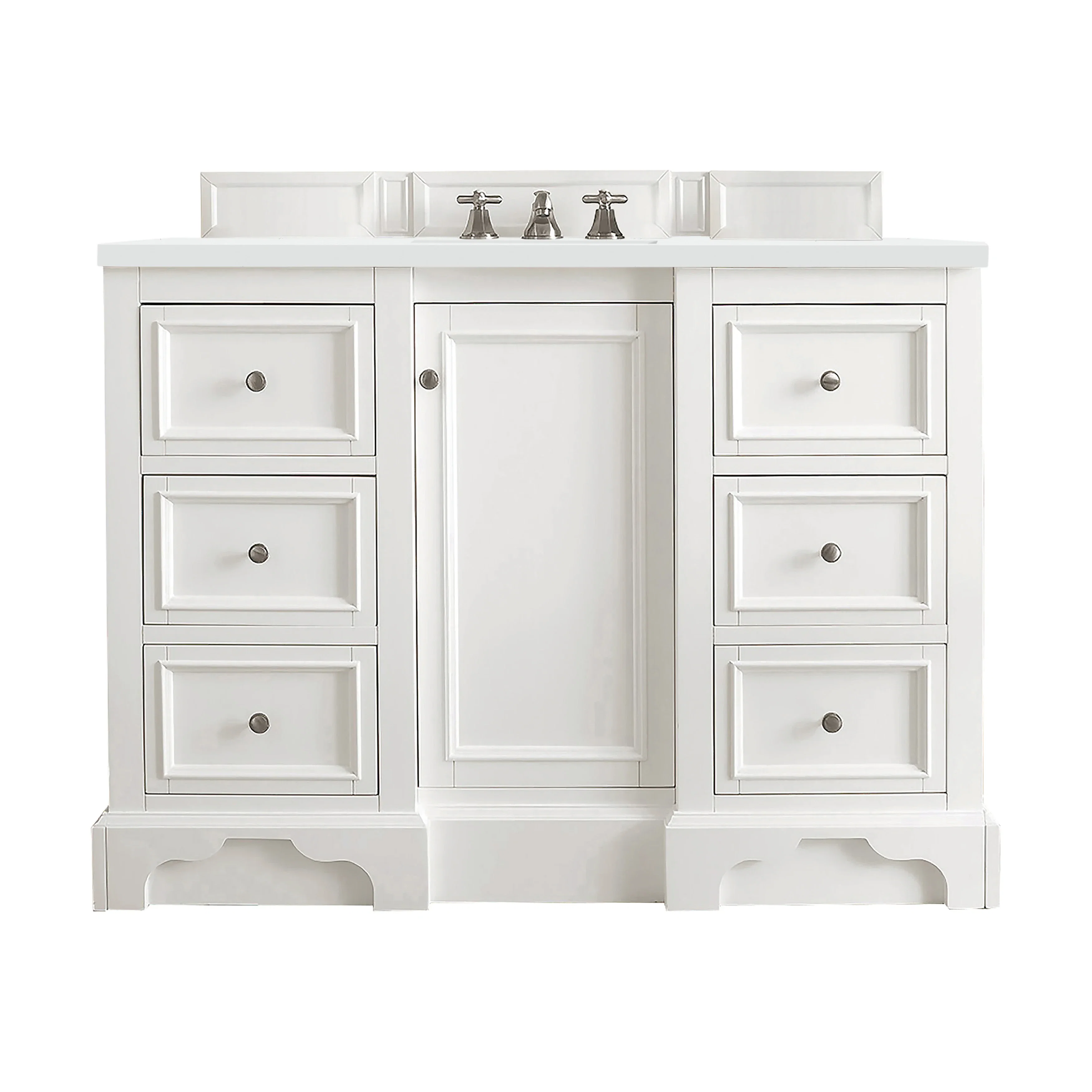 De Soto 48" Single Vanity, Bright White w/ 3 CM White Zeus Silestone Top