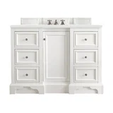 De Soto 48" Single Vanity, Bright White w/ 3 CM White Zeus Silestone Top
