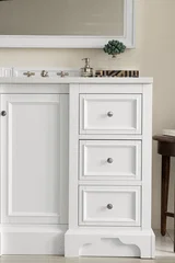 De Soto 48" Single Vanity, Bright White w/ 3 CM White Zeus Silestone Top