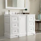 De Soto 48" Single Vanity, Bright White w/ 3 CM White Zeus Silestone Top