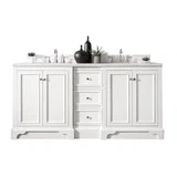 De Soto 72" Double Vanity, Bright White w/ 3 CM Eternal Jasmine Pearl Silestone Top
