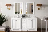 De Soto 72" Double Vanity, Bright White w/ 3 CM Eternal Jasmine Pearl Silestone Top