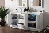 De Soto 72" Double Vanity, Bright White w/ 3 CM Eternal Jasmine Pearl Silestone Top