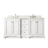 De Soto 72" Double Vanity, Bright White w/ 3 CM Eternal Marfil Silestone Top