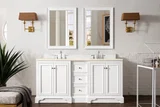 De Soto 72" Double Vanity, Bright White w/ 3 CM Eternal Marfil Silestone Top