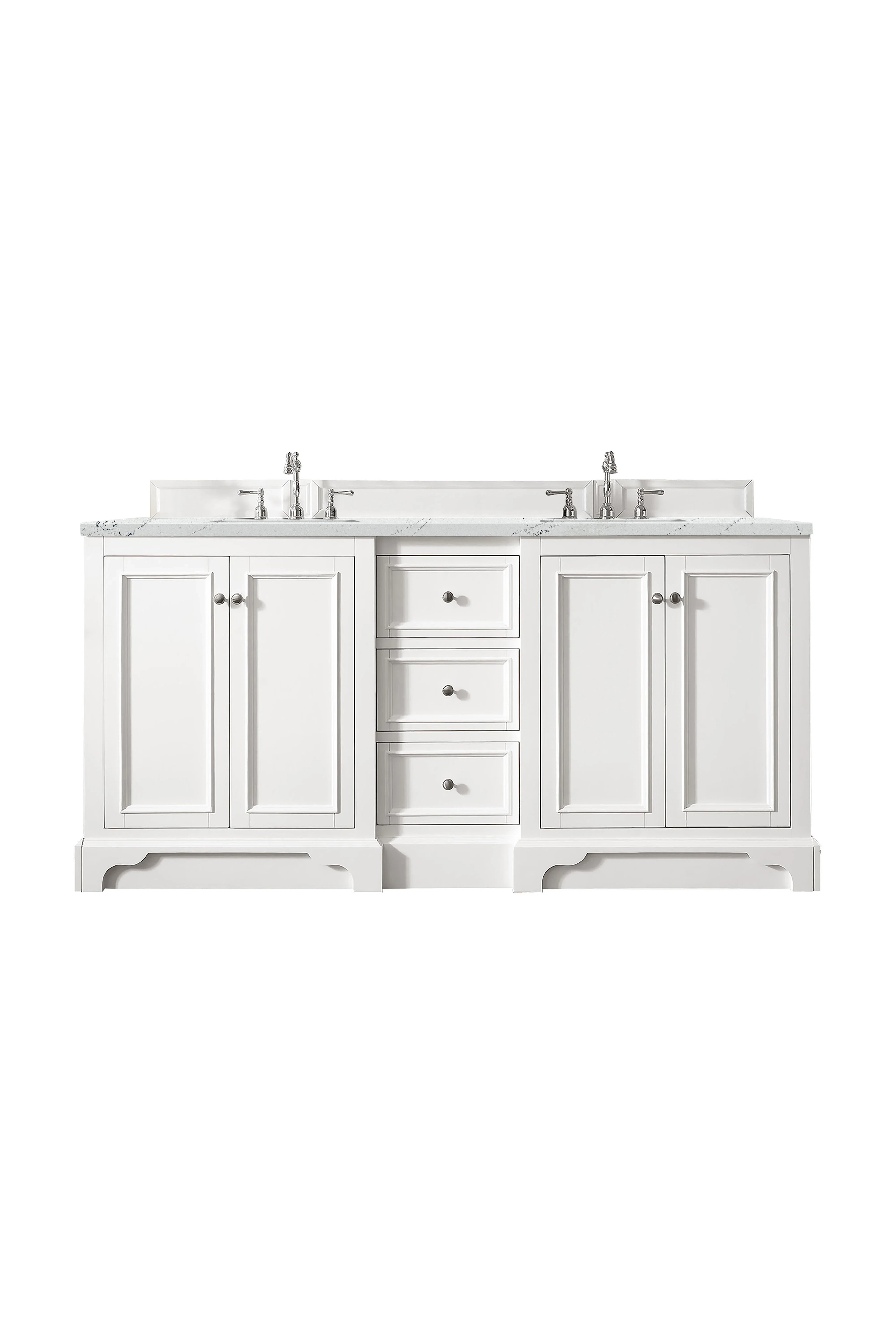De Soto 72" Double Vanity, Bright White w/ 3 CM Ethereal Noctis Silestone Top